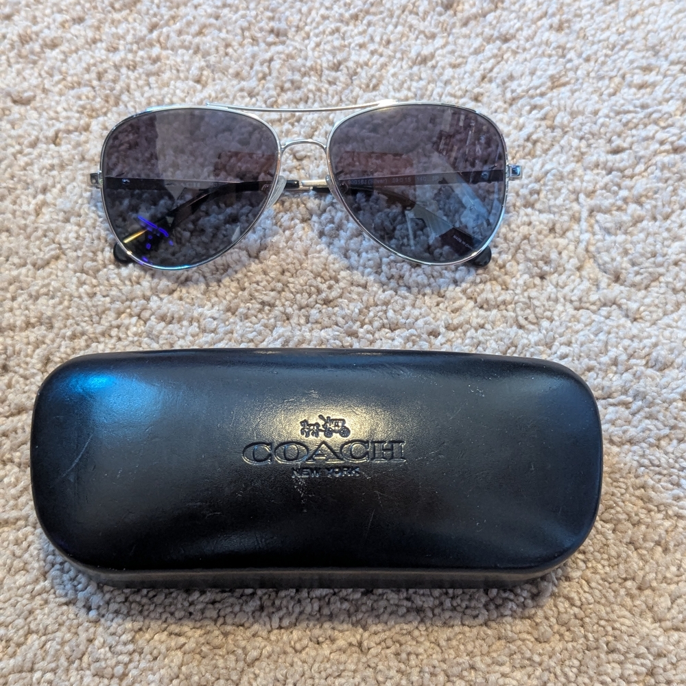 Coach Metallic Aviator Sunglasses with Black Case
